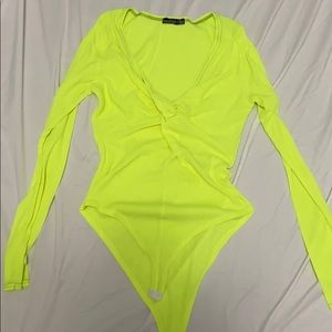NEON YELLOW BOOHOO BODYSUIT